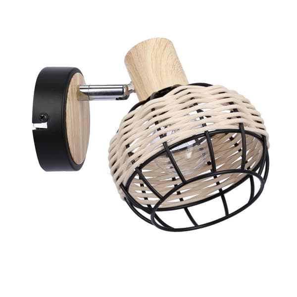 Taiga lampa vägglampa svart+trä 1x40w e14 lampskärm svart+trä