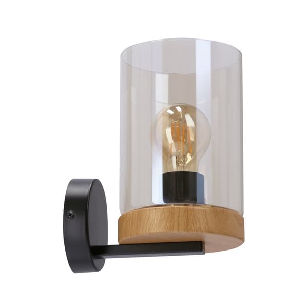 WELS VÄGGLAMPA SVART + TRÄ 1X40 E27 RÖKLAMPA