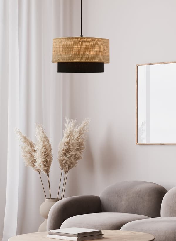 RITANA 25 HÆNGELAMPE SORT 1X60 E27 LAMPESKÆRM BEIGE + SORT