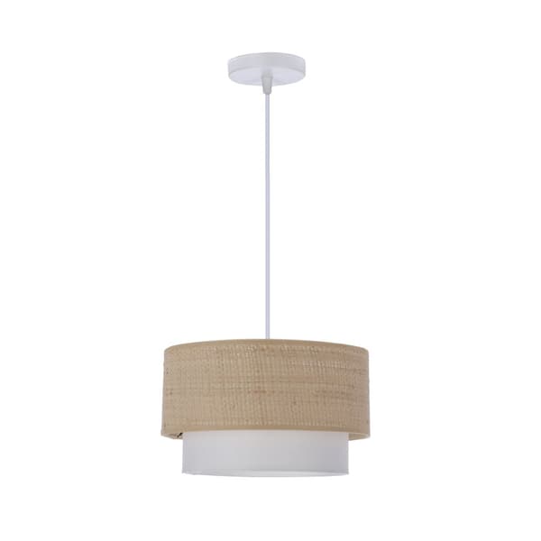 RITANA HÆNGELAMPE HVID 1X60 E27 LAMPESKÆRM BEIGE + HVID