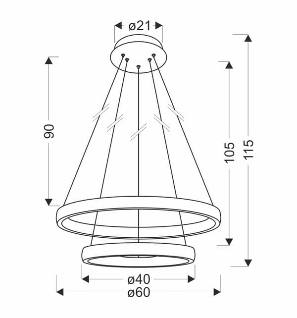 Hashim hänglampa 60+40cm guld 22W+34W LED klara kristaller