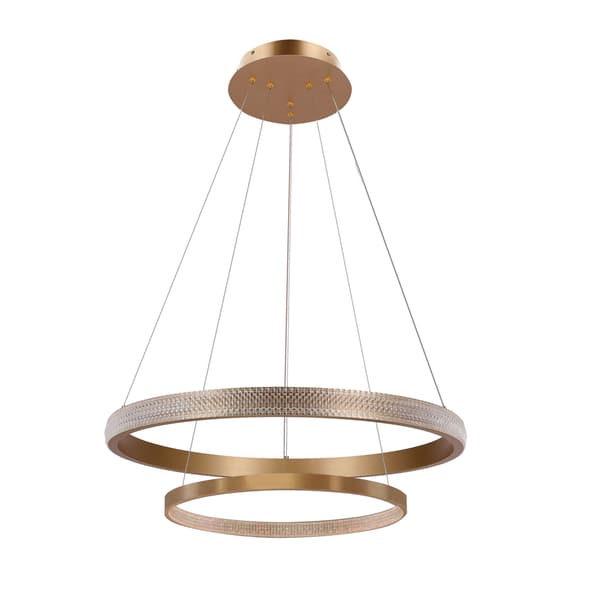 Hashim hänglampa 60+40cm guld 22W+34W LED klara kristaller
