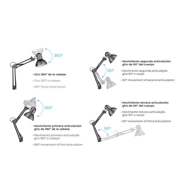Skrivebordslampe EDM 30080 Melbourne Hvit Metall 60 W 24 x 98 cm E27 Flexo/Skrivebordslampe