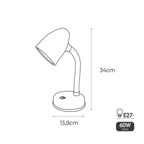 Skrivebordslampe EDM 30257 Amsterdam Hvid Metal 60 W 13 x 34 cm E27 Flexo/skrivebordslampe (1 enheder)