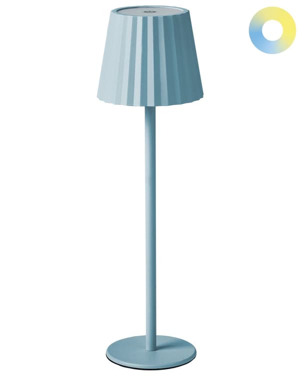 Bordlampe Lyseblå Aluminium 38 cm LED Lampe til Bord Genopladelig Sengebordslampe Trådløs USB Natbordslampe med Batteri