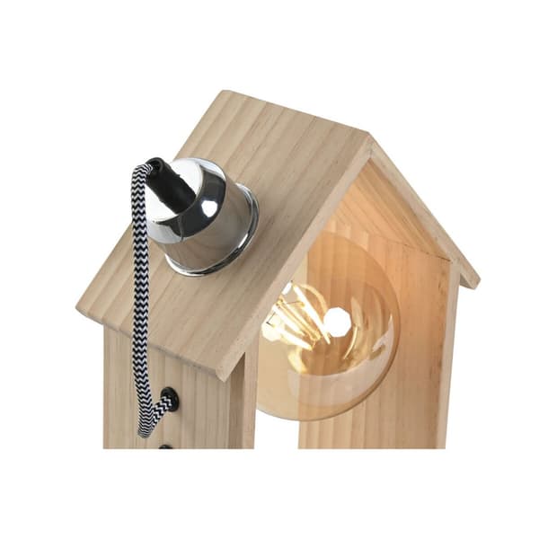 Bordslampa Home ESPRIT Brun Silvrig Naturell Trä Furu 50 W 220 V 18 x 10 x 25 cm