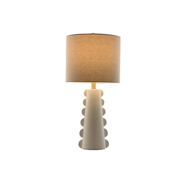 Bordlampe Home ESPRIT Hvid Hør Stentøj 30 x 30 x 64 cm