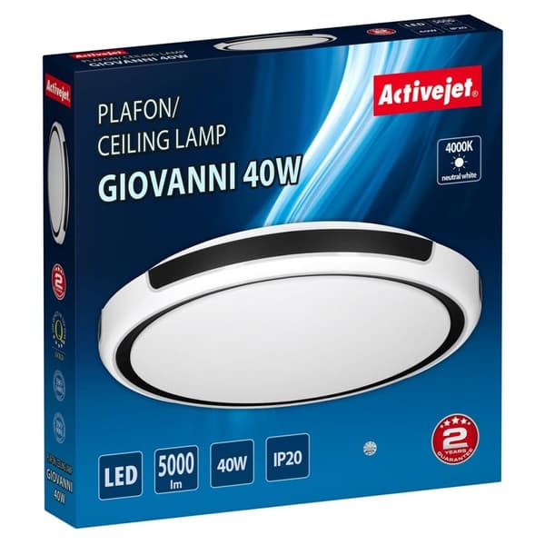 Loftslampe Activejet AJE-GIOVANNI 40W Hvid Sort 80 (4000 K)