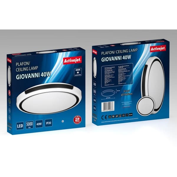 Loftslampe Activejet AJE-GIOVANNI 40W Hvid Sort 80 (4000 K)