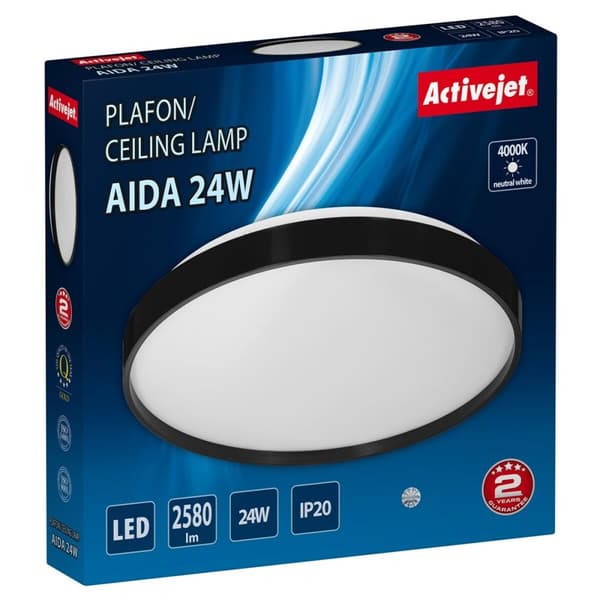 Loftslampe Activejet AJE-AIDA 24W Hvid Sort 80 24 W (4000 K)