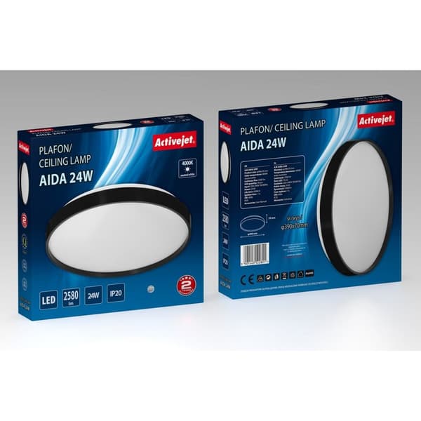 Loftslampe Activejet AJE-AIDA 24W Hvid Sort 80 24 W (4000 K)