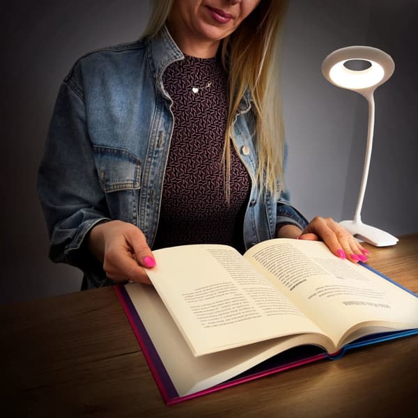 Trådlös LED-läslampa med klämma + svart micro USB-kabel