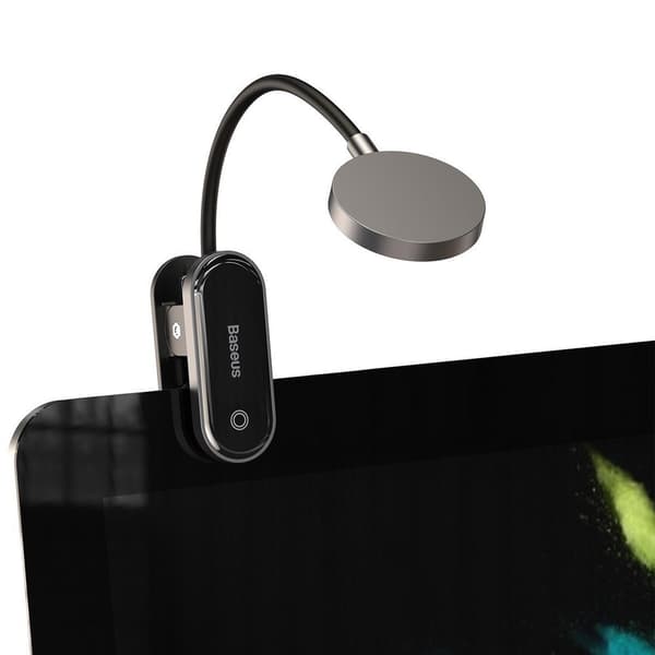Mini LED skærm læselampe med clips, grå