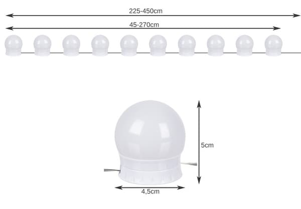 LED-lampor till spegeln/sminkbordet - 10 st.