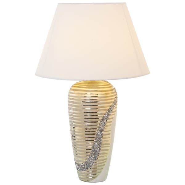 Bordslampa Alexandra House Living Vit Gyllene Keramik 40 W 18 x 42 x 12 cm