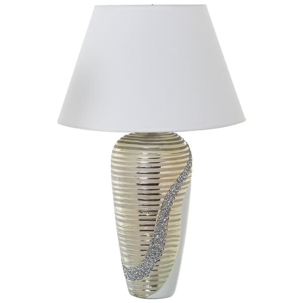 Bordslampa Alexandra House Living Vit Gyllene Keramik 40 W 18 x 42 x 12 cm