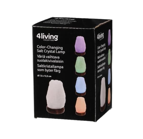 4Living Bordlampe hvid stensalt, flerfarvet LED