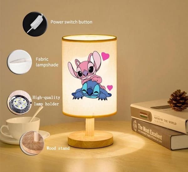 Lilo &amp; Stitch Sänglampa, Bordslampa Dimbar LED-bordslampa 3 färgtemperaturer Perfekt för vardagsrum, sovrum