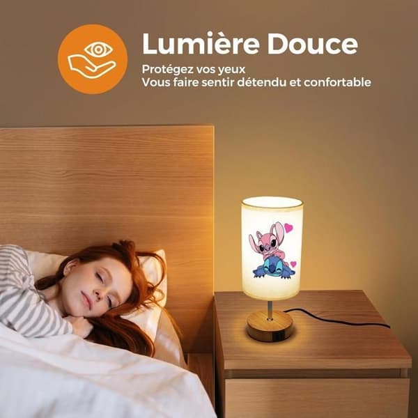 Lilo &amp; Stitch Sänglampa, Bordslampa Dimbar LED-bordslampa 3 färgtemperaturer Perfekt för vardagsrum, sovrum