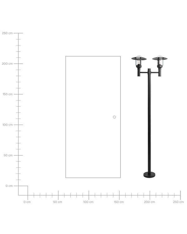 Lyktstolpe 2 Ljus Svart Väglampa Aluminium Glas Skärm Utomhus Trädgårdsbelysning Modern Design