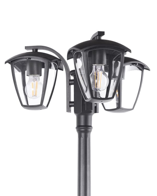 Lyktstolpe 3 Ljus Svart Väglampa Aluminium Syntetisk Skärm Utomhus Trädgårdsbelysning Modern Design