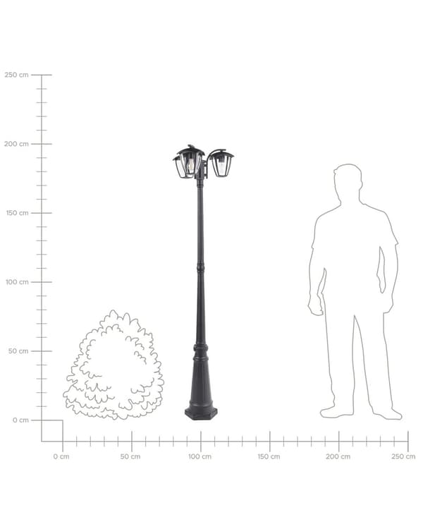 Lyktstolpe 3 Ljus Svart Väglampa Aluminium Syntetisk Skärm Utomhus Trädgårdsbelysning Modern Design