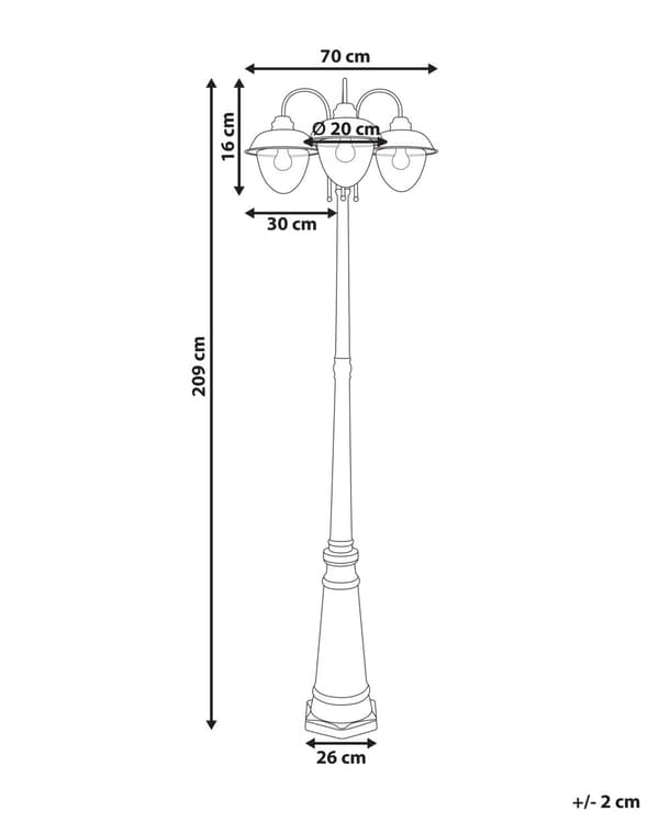 3 lys Lyktestolpe Svart Lampe Aluminium Syntetisk Skjerm Utendørs Hagebelysning Moderne Design