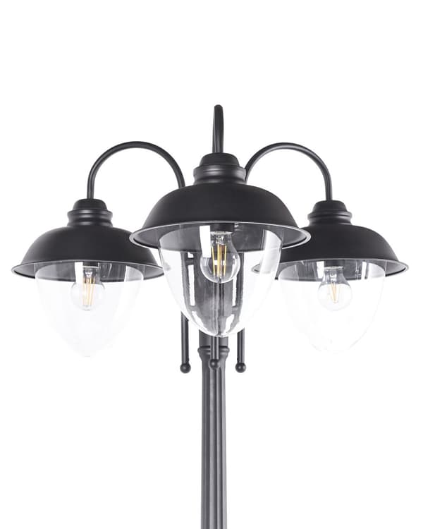 3 lys Lyktestolpe Svart Lampe Aluminium Syntetisk Skjerm Utendørs Hagebelysning Moderne Design