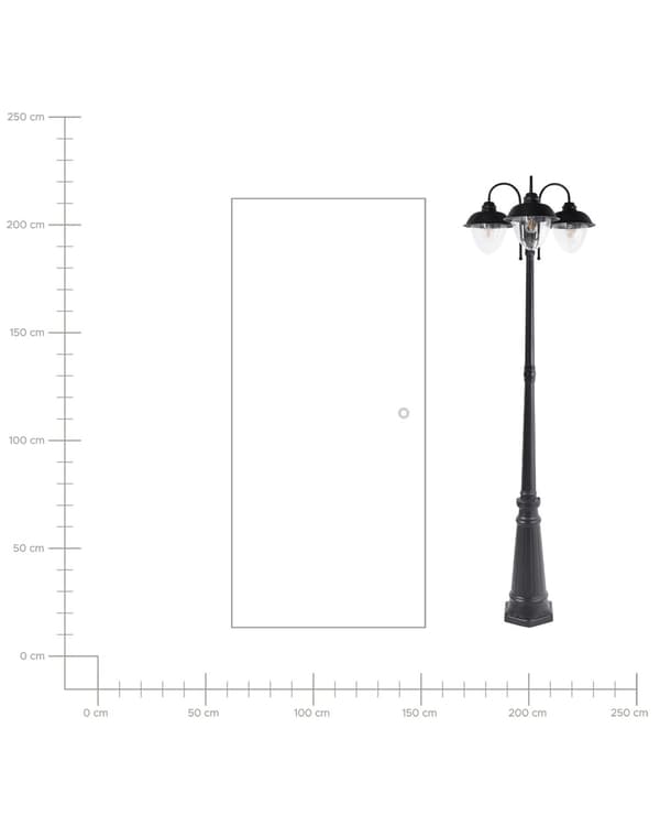 3 lys Lyktestolpe Svart Lampe Aluminium Syntetisk Skjerm Utendørs Hagebelysning Moderne Design