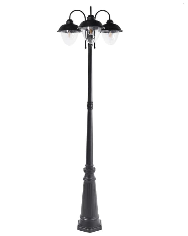 3 lys Lyktestolpe Svart Lampe Aluminium Syntetisk Skjerm Utendørs Hagebelysning Moderne Design