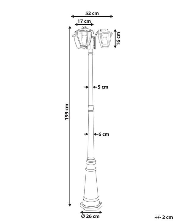3 lys Lyktestolpe Svart Lampe Aluminium Syntetisk Skjerm Utendørs Hagebelysning Moderne Design