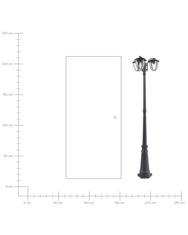 3 lys Lyktestolpe Svart Lampe Aluminium Syntetisk Skjerm Utendørs Hagebelysning Moderne Design