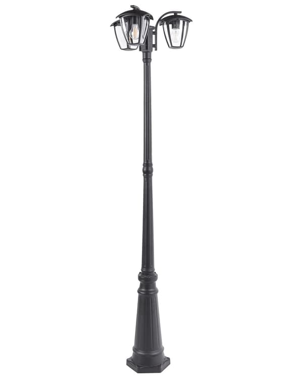 3 lys Lyktestolpe Svart Lampe Aluminium Syntetisk Skjerm Utendørs Hagebelysning Moderne Design