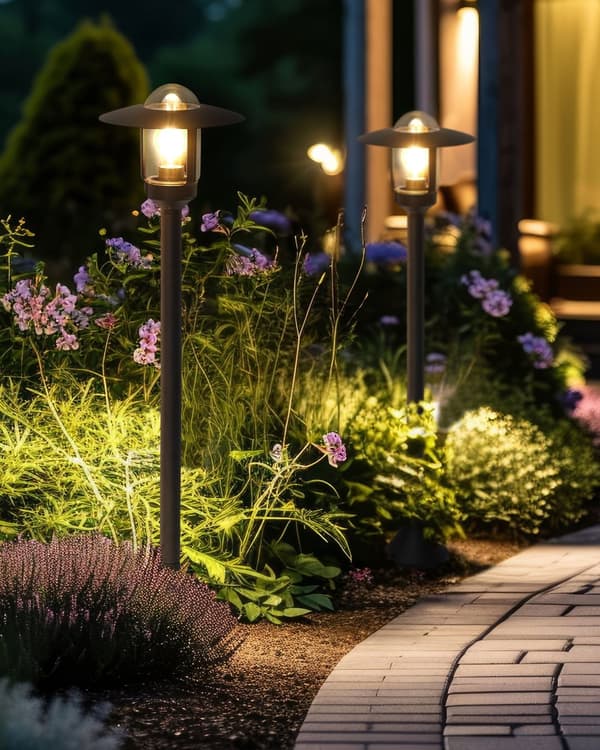 Havelampe Sort H 98 cm Udendørs Pullert Lampe LED lys Sokkelampe Langs Indkørsel Bedlampe Belysning