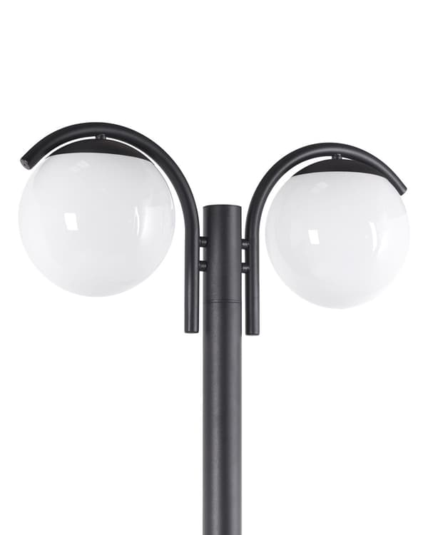 Lygtepæl Sort Aluminium 205 cm Gadelygte til Haven LED Gadelampe med 2 Arme Klassisk Lysstolpe Design Belysning Udendørs Gadelys