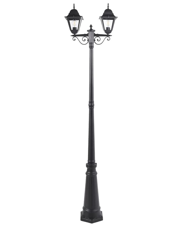 Lygtepæl Sort Aluminium 222 cm Gadelygte til Haven LED Gadelampe med 3 Arme Klassisk Lysstolpe Design Belysning Udendørs Gadelys