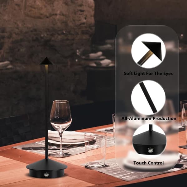 Sort bordlampe med 3 lysstyrkeniveauer og touch-kontrol