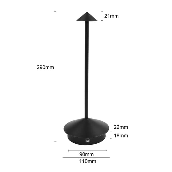 Sort bordlampe med 3 lysstyrkeniveauer og touch-kontrol