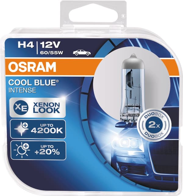 H4 Cool Blue Intense 60/55W 12v P43T - 2 pack