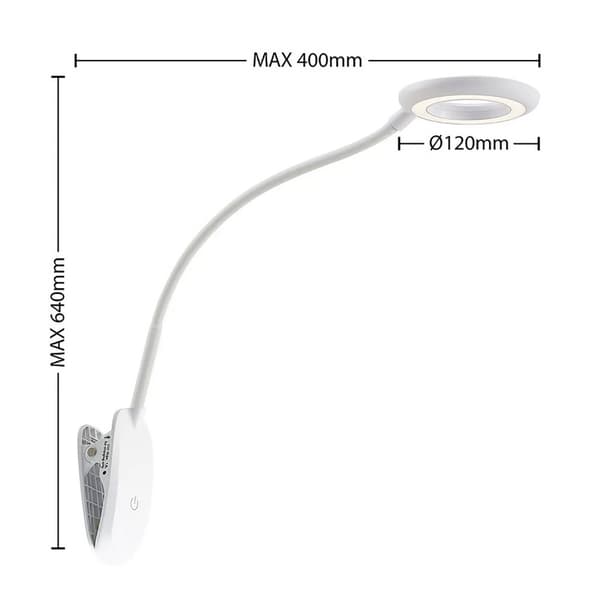 LED skrivebordslampe med clips