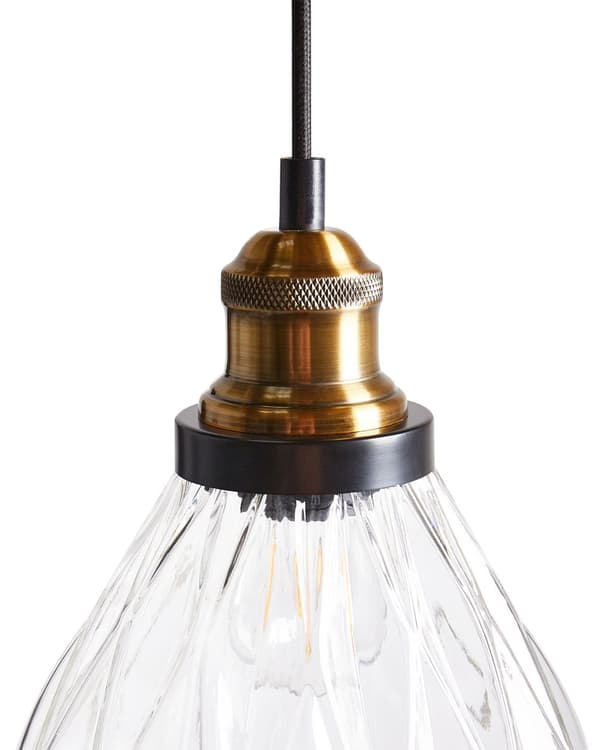 Pendellampe Gjennomsiktig Glass og Metall 3-Punkts Skjerm Belysning Hengende Lampe