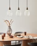 Miniatyrbillede 4 af 11: Lanbordspendel Glas Gennemsigtig rattan 84 cm Spisebordslampe med Flere Pærer Transparent Hængelampe til Køkken Pendel Lampe