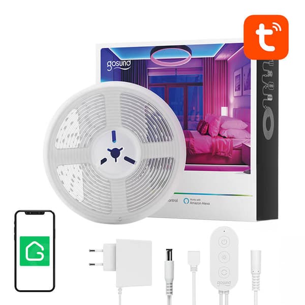 Smart WiFi RGB LED-valonauha Gosund SL2 (5m), Tuya
