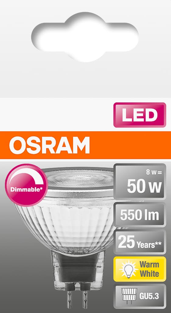 OSRAM LED MR16 50W/927 GU5,3 36° 12V dæmpbar - C