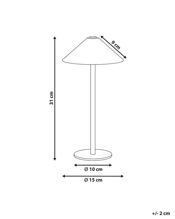 Bordlampe Hvid Aluminium 31 cm LED Lampe til Bord Genopladelig Sengebordslampe Trådløs USB Natbordslampe med Batteri