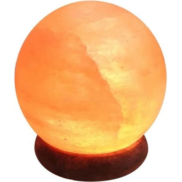 ZEN'AROME - Himalayan Salt Crystal Sphere USB-lampa - Handsniden - Träfot - 8 cm x 8 cm