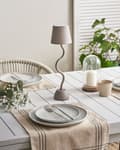 Miniatyrbilde 4 av 11: Bordlampe Beige Jern Aluminium med Berøringsbryter USB-kabel for Trådløs lading Innendørs Utendørs Moderne