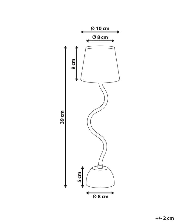 Bordlampe Beige Aluminium 39 cm LED Lampe til Bord Genopladelig Sengebordslampe Trådløs USB Natbordslampe med Batteri