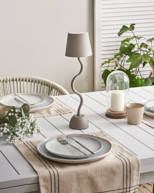 Bordlampe Beige Aluminium 39 cm LED Lampe til Bord Genopladelig Sengebordslampe Trådløs USB Natbordslampe med Batteri