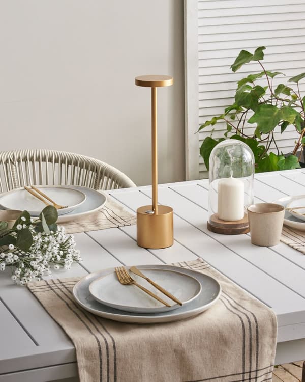 Bordlampe Guld Metal 35 cm LED Lampe til Bord Genopladelig Sengebordslampe Trådløs USB Natbordslampe med Batteri
